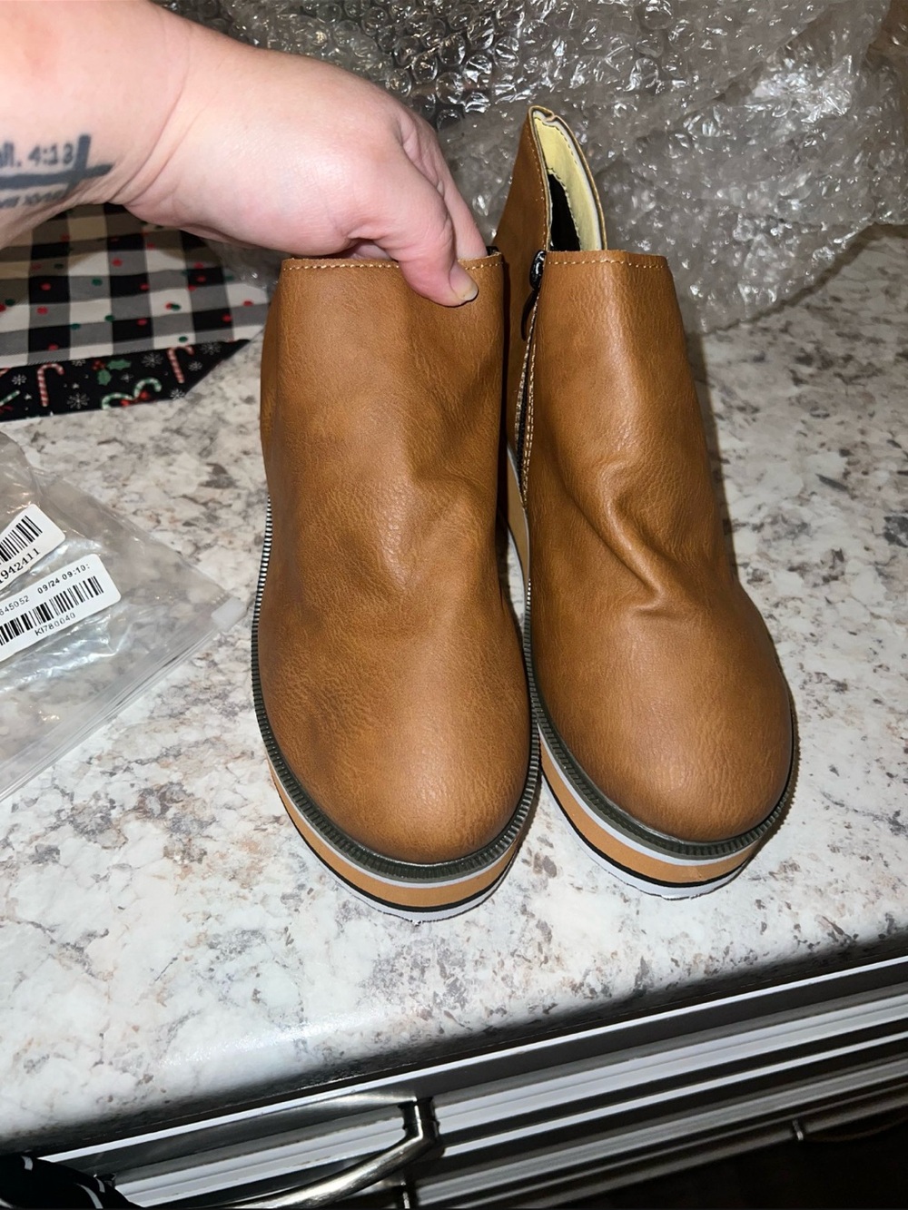 Tan Platform Slip-On Booties